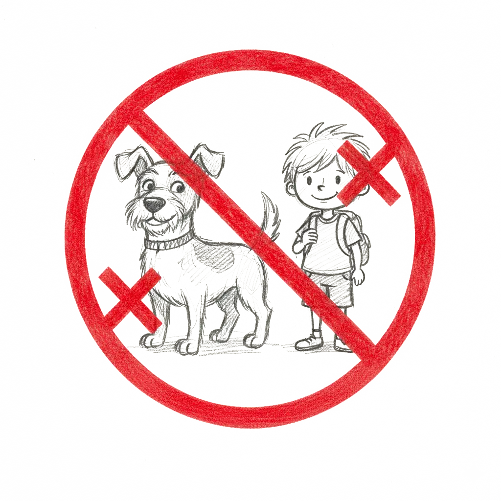 Disegno divieto ingresso per cani e minorenni